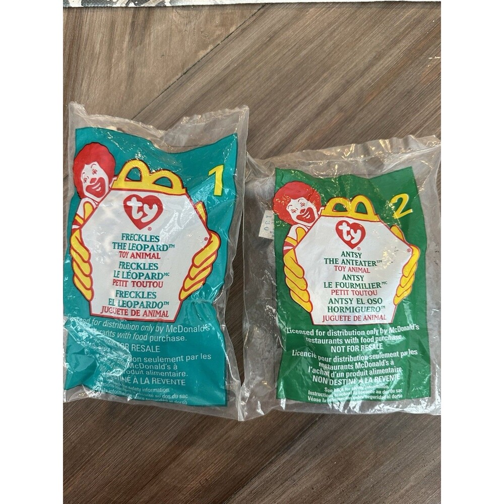 McDonald's Beanie Babies #1 #2 Freckles and Antsy The Anteater 1993 Set of 2 New